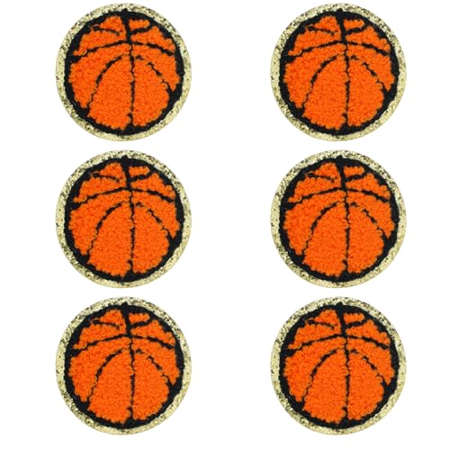 6 Stück Basketball-Aufnäher zum Aufbügeln, Sport-Patches, bestickte Aufnäher zum Aufnähen, Sportabzeichen, Basteln für Hut, Rucksäcke, Jeans, Jacke, Kleid, DIY, Kleidung, Reparatur (orange) von Larrel
