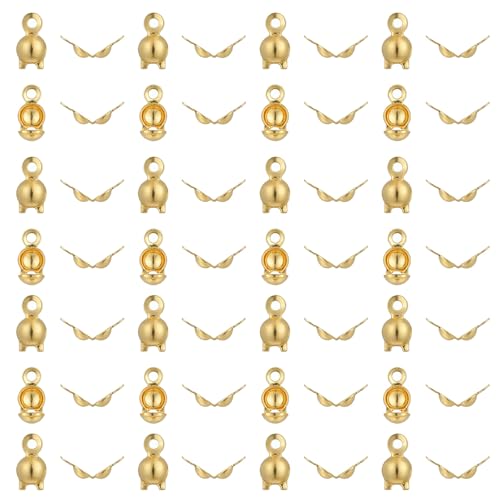 Goldene Quetschperlen, 100 Stück Perlenspitzenknotenabdeckungen, vergoldet, gedrehte Abstandshalter, nicht anlaufend, vergoldete Endkappen für die Herstellung von Fundstücken, DIY-Armbändern Goldene Quetschperlen, 100 Stück Perlenspitzenknotenabdeckungen, vergoldet, gedrehte Abstandshalter, nicht anlaufend, vergoldete Endkappen für die Herstellung von Fundstücken, DIY-Armbändern von Larrel