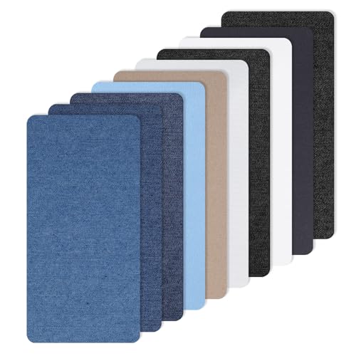 Jeans-Patches, Jeans-Flicken, Denim-Stoff, Bügelflicken, Nähprodukte für Innen-Jeans, Oberschenkel, Kleidung, zerrissene Jeans, Jacken, Kleidung, Reparatur, 20,1 x 10,2 cm (10 Farben), 10 Stück von Larrel