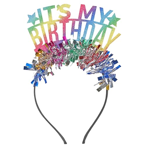 Larrel 1 x Geburtstags-Stirnband, glitzernde Geburtstagskrone, Geburtstagshut für Mädchen und Frauen, Dekoration, Regenbogen-Geburtstags-Tiara, 21 x 11 cm von Larrel