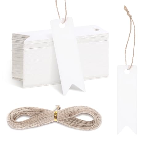 Larrel 100 Stück Geschenk Anhänger, 2×7cm Kraftpapier Anhänger Etiketten mit 20m Juteschnur Geschenkanhänger Kraftpapier Blanko Geschenkanhänger zum Beschriften für Hochzeit Handwerk Weihnachten, Weiß Larrel 100 Stück Geschenk Anhänger, 2×7cm Kraftpapier Anhänger Etiketten mit 20m Juteschnur Geschenkanhänger Kraftpapier Blanko Geschenkanhänger zum Beschriften für Hochzeit Handwerk Weihnachten, Weiß von Larrel