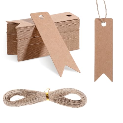 Larrel 100 Stück Geschenk Anhänger, 2×7cm Kraftpapier Anhänger Etiketten mit 20m Juteschnur Geschenkanhänger Kraftpapier Blanko Geschenkanhänger zum Beschriften für Hochzeit Handwerk Weihnachten,Braun Larrel 100 Stück Geschenk Anhänger, 2×7cm Kraftpapier Anhänger Etiketten mit 20m Juteschnur Geschenkanhänger Kraftpapier Blanko Geschenkanhänger zum Beschriften für Hochzeit Handwerk Weihnachten,Braun von Larrel