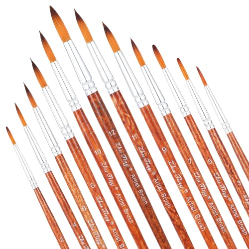 Larrel 12 Stück Aquarellpinsel Set, Nylon Pinsel Künstlerpinsel Runde Spitze Pinsel Set Holzpinsel mit Langem Stiel Acrylfarben Paint Brush Malen Aquarell Modellbau für Künstler, Erwachsene und Kinder Larrel 12 Stück Aquarellpinsel Set, Nylon Pinsel Künstlerpinsel Runde Spitze Pinsel Set Holzpinsel mit Langem Stiel Acrylfarben Paint Brush Malen Aquarell Modellbau für Künstler, Erwachsene und Kinder von Larrel