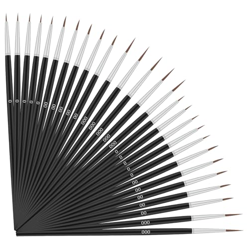 Larrel 30 Stück Feine Pinsel Set, Feine Detail Pinsel Set 3 Größen Modellbau Pinsel mit Feiner Spitze Kleine Aquarell Künstler Pinsel Miniaturpinsel für Basteln Aquarell Gesichtsbemalung Detailmalerei von Larrel