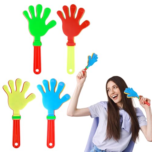 Larrel 4 Stück Handklöppel, 23 * 11cm Kunststoff Krachmacher Farbe Handklatscher Handklöppel Requisiten für Festliche Atmosphäre Partygeschenke Geräuschmacher für Sportveranstaltungen Partykonzerte von Larrel