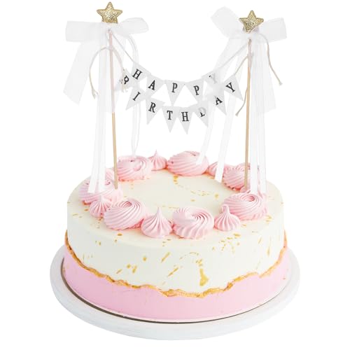 Larrel Geburtstagsdeko Cake Topper Banner, Handgefertigte Wimpel und Sterngirlande, Geburtstagskuchen Flaggendekoration Vintage Leinen Banner Kuchendekoration für Geburtstag für Party Deko Zubehör Larrel Geburtstagsdeko Cake Topper Banner, Handgefertigte Wimpel und Sterngirlande, Geburtstagskuchen Flaggendekoration Vintage Leinen Banner Kuchendekoration für Geburtstag für Party Deko Zubehör von Larrel