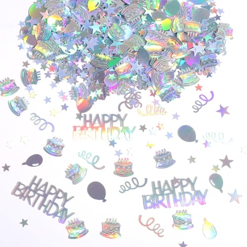 Larrel Happy Birthday Konfetti, Bunt Glitzernde Tischdeko 15g Geburtstag Tischdeko Geburtstagskonfetti Happy Birthday Streudeko für Jungen, Mädchen Schillernde Partydekorationen von Larrel