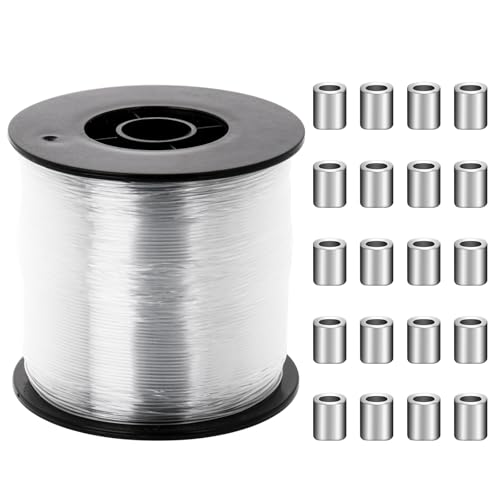 Larrel Nylonfaden Transparent, 0,8mm x 200m Reißfest Durchsichtige Schnur mit 100 Aluminium Crimphülsen Monofile Angelschnur Starker Nylonschnur zum Aufhängen für DIY Crafting, Angel, Basteln, Schmuck Larrel Nylonfaden Transparent, 0,8mm x 200m Reißfest Durchsichtige Schnur mit 100 Aluminium Crimphülsen Monofile Angelschnur Starker Nylonschnur zum Aufhängen für DIY Crafting, Angel, Basteln, Schmuck von Larrel