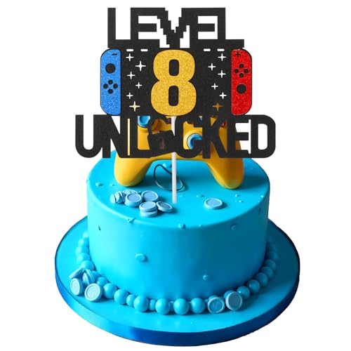 Larrel Tortendeko Geburtstag, Tortendeko Gaming Level 8 Unlocked Geburtstag Kuchen Deko Videospiel Tortendeko Geburtstag DIY Level Up Happy Birthday Cupcake Topper mit Papier Stick für 8 Jahre Junge Larrel Tortendeko Geburtstag, Tortendeko Gaming Level 8 Unlocked Geburtstag Kuchen Deko Videospiel Tortendeko Geburtstag DIY Level Up Happy Birthday Cupcake Topper mit Papier Stick für 8 Jahre Junge von Larrel