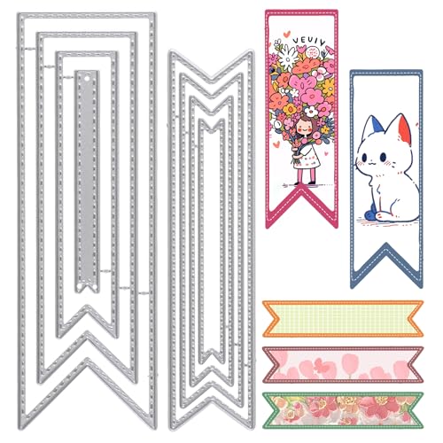 Lesezeichen-Metall-Stanzformen, DIY, Basteln, abnehmbare Karbonstahl, Prägeschablone, Metallschablonen, Scrapbooking, Werkzeug für Papierbasteln, Kartenherstellung, Zubehör (8 Stück) von Larrel
