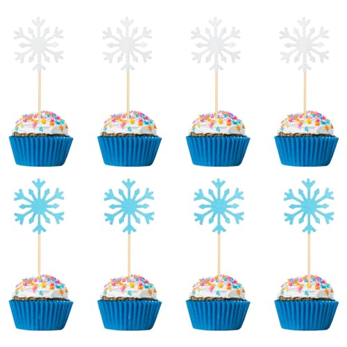 Schneeflocken-Cupcake-Topper, Eiskönigin-Kuchenaufsätze, Glitzer-Winter-Cupcake-Picks, Schneeflocken-Kuchendekorationen für Themenparty, Geburtstag, Weihnachten, Babyparty und Winterwunderland, 40 Schneeflocken-Cupcake-Topper, Eiskönigin-Kuchenaufsätze, Glitzer-Winter-Cupcake-Picks, Schneeflocken-Kuchendekorationen für Themenparty, Geburtstag, Weihnachten, Babyparty und Winterwunderland, 40 von Larrel