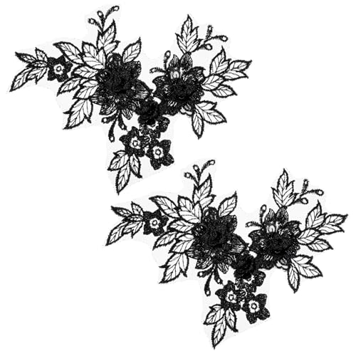 Schwarze Applikationen, Verzierungen, Blumenaufnäher, Vintage, elegant, schwarze Applikation zum Nähen, für Hochzeitskleider, Jeans, Hemden, Bastelbedarf, 2 Stück Schwarze Applikationen, Verzierungen, Blumenaufnäher, Vintage, elegant, schwarze Applikation zum Nähen, für Hochzeitskleider, Jeans, Hemden, Bastelbedarf, 2 Stück von Larrel