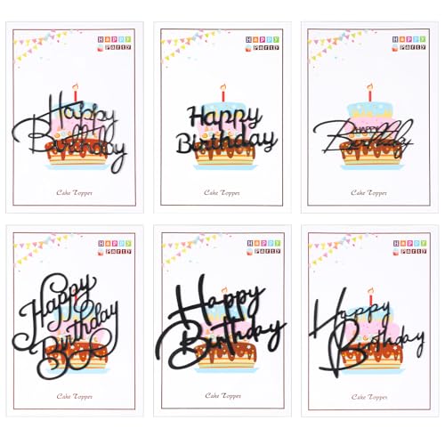 Tortenaufsatz "Happy Birthday", schwarz, glitzernd, für Geburtstagsparty, Kuchendekoration, Acryl, vielseitiger Aufsatz für Geburtstagspartys, Dekorationsideen, 6 Stück Tortenaufsatz "Happy Birthday", schwarz, glitzernd, für Geburtstagsparty, Kuchendekoration, Acryl, vielseitiger Aufsatz für Geburtstagspartys, Dekorationsideen, 6 Stück von Larrel