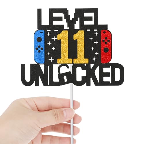 Tortenaufsatz mit englischsprachiger Aufschrift "Level 11th", doppelseitig, glitzernd, für Gamer, Geburtstagsparty, Kuchendekoration, Videospiel, Geburtstagsdekorationen, Feier-Zubehör für Jungen Tortenaufsatz mit englischsprachiger Aufschrift "Level 11th", doppelseitig, glitzernd, für Gamer, Geburtstagsparty, Kuchendekoration, Videospiel, Geburtstagsdekorationen, Feier-Zubehör für Jungen von Larrel