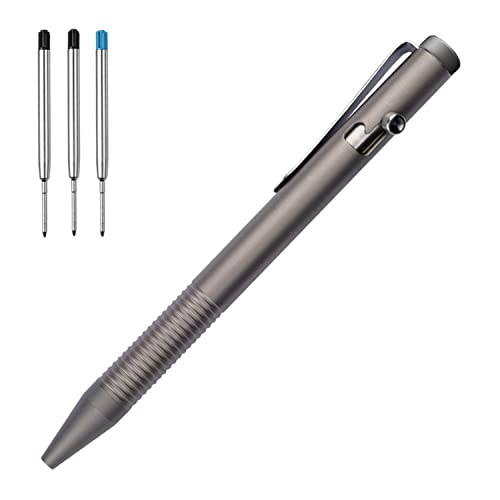 Lary LA001 Kugelschreiber aus Titanlegierung, kompatibel mit Parker-Nachfüllminen, Edelstahl-Stift-Clip, EDC Pocket Business Collection, Kugelschreiber mit 3 zusätzlichen Ersatzminen in Geschenkbox von Lary