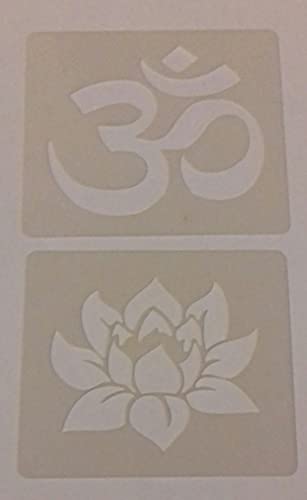 Laser Made Wales Om Ohm Aum Hindu Schablone & Lotus Schablone Blatt Mylar 350 Mikron 8"High Hinduism Buddism von Laser Made Wales