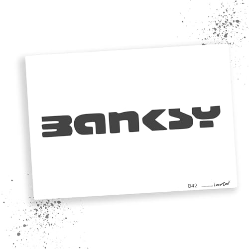 LaserCad Schablonen BANKSY Streetart (B042, Name Signature, DIN A3) Stencil für Graffiti, Airbrush, Kunst, Deko, zum Malen von LaserCad