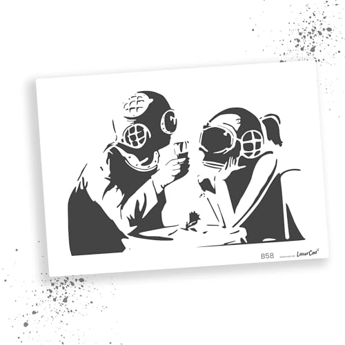 LaserCad Schablonen BANKSY Streetart (B058, Think Tank Cuple, DIN A3) Stencil für Graffiti, Airbrush, Kunst, Deko, zum Malen von LaserCad
