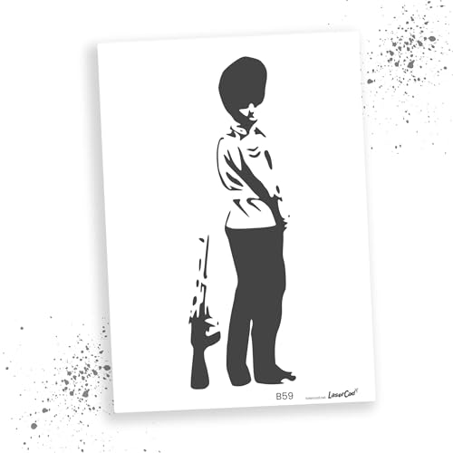 LaserCad Schablonen BANKSY Streetart (B059, Queen's Guard Pissing, DIN A2) Stencil für Graffiti, Airbrush, Kunst, Deko, zum Malen von LaserCad