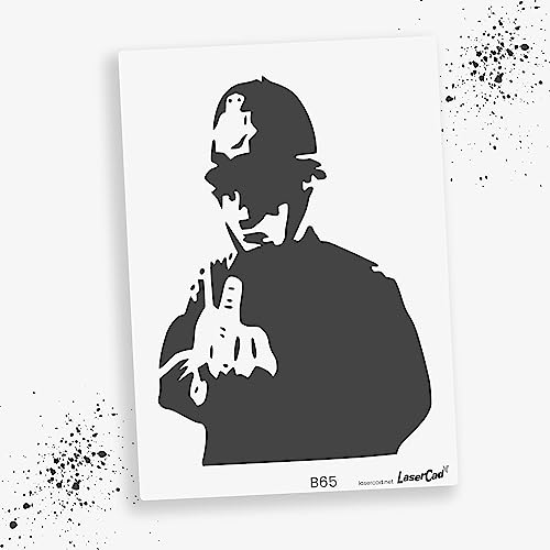 LaserCad Schablonen BANKSY Streetart (B065, Rude Copper, DIN A3) Stencil für Graffiti, Airbrush, Kunst, Deko, zum Malen von LaserCad