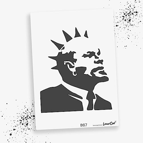 LaserCad Schablonen BANKSY Streetart (B067, Lenin in Sight, DIN A5) Stencil für Graffiti, Airbrush, Kunst, Deko, zum Malen von LaserCad