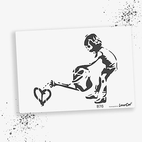LaserCad Schablonen BANKSY Streetart (B076, Watering Love, DIN A3) Stencil für Graffiti, Airbrush, Kunst, Deko, zum Malen von LaserCad