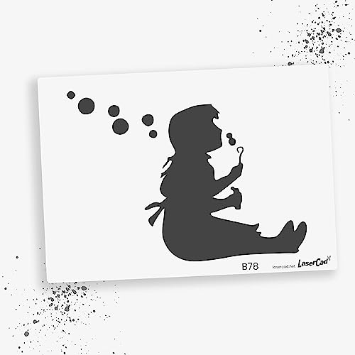 LaserCad Schablonen BANKSY Streetart (B078, Bubble Slide Girl, DIN A6) Stencil für Graffiti, Airbrush, Kunst, Deko, zum Malen von LaserCad