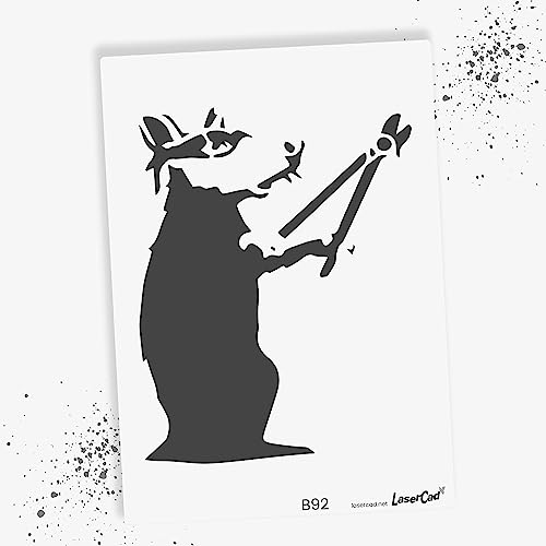 LaserCad Schablonen BANKSY Streetart (B092, Security Protected, DIN A3) Stencil für Graffiti, Airbrush, Kunst, Deko, zum Malen von LaserCad