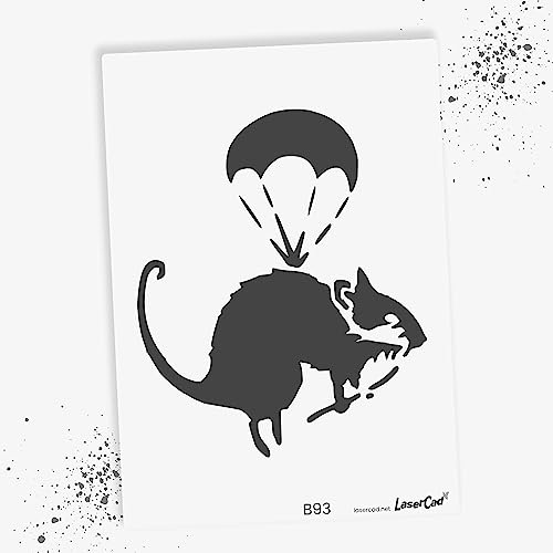 LaserCad Schablonen BANKSY Streetart (B093, Chute Rat, DIN A5) Stencil für Graffiti, Airbrush, Kunst, Deko, zum Malen von LaserCad