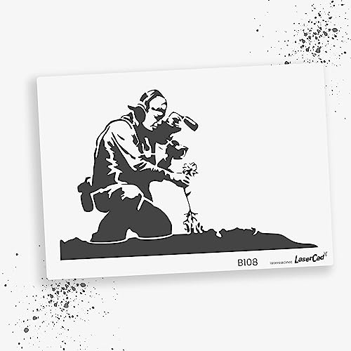 LaserCad Schablonen BANKSY Streetart (B108, Pull-Out Photographer, DIN A2) Stencil für Graffiti, Airbrush, Kunst, Deko, zum Malen von LaserCad
