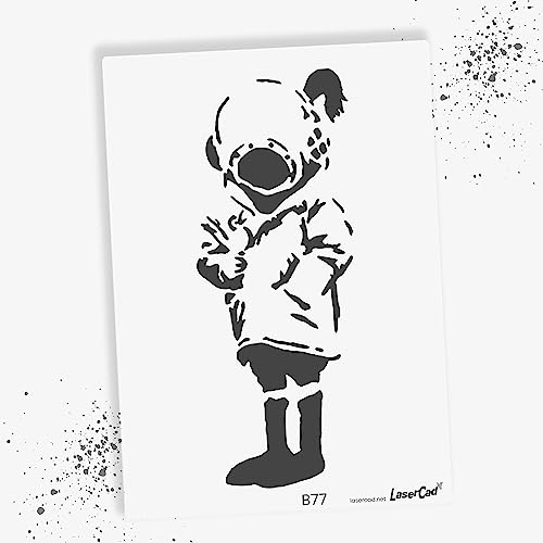 LaserCad Schablonen BANKSY Streetart (B077, Space Girl and Bird, DIN A4) Stencil für Graffiti, Airbrush, Kunst, Deko, zum Malen von LaserCad
