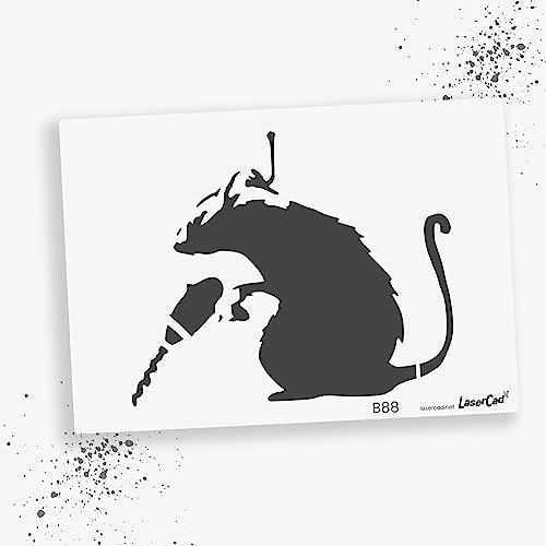 LaserCad Schablonen BANKSY Streetart (B088, Drill Rat, DIN A4) Stencil für Graffiti, Airbrush, Kunst, Deko, zum Malen von LaserCad