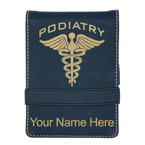 LaserGram Mini-Padfolio mit Notizblock und Stift, Podologie, personalisierte Gravur im Lieferumfang enthalten (Schwarz mit Gold) von LaserGram