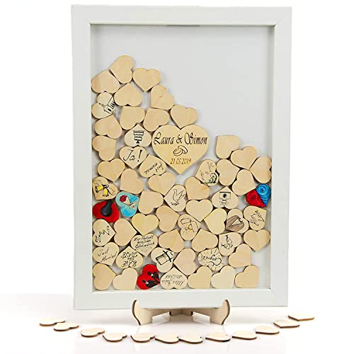 Hochzeit Gästebuch Alternative, weiß lackiert, personalisierbar mit Wunschgravur, mit 70 Holzherzen zum Beschriften, Made in Germany Hochzeit Gästebuch Alternative, weiß lackiert, personalisierbar mit Wunschgravur, mit 70 Holzherzen zum Beschriften, Made in Germany von Laserano