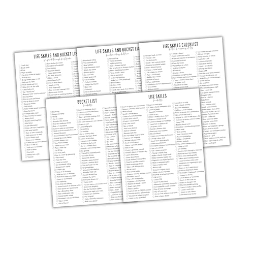 Bucket List and Life Skills Checklist for Growing Up Ages Elementary to Adult 25 pk 21.6x27.9 cm 5 of Each List ADHS Planning Things To Do Graduating Bucket List and Life Skills Checklist for Growing Up Ages Elementary to Adult 25 pk 21.6x27.9 cm 5 of Each List ADHS Planning Things To Do Graduating von Lashicorn