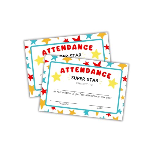 Certificate of Perfect Attendance Karton, 15,2 x 22,9 cm, 30 Stück, für Schüler zum Jahresende von Lehrern, Star Background School Attend Never Missed a Day Certificate of Perfect Attendance Karton, 15,2 x 22,9 cm, 30 Stück, für Schüler zum Jahresende von Lehrern, Star Background School Attend Never Missed a Day von Lashicorn