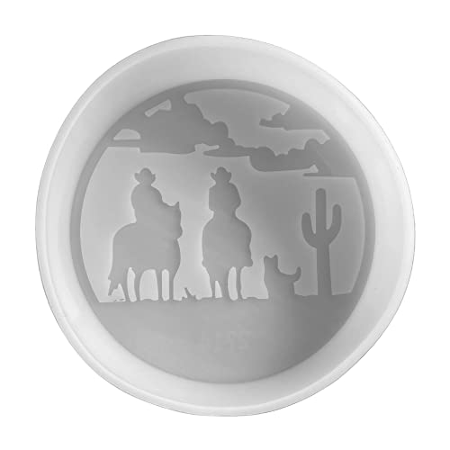 Cowboy Circle Freshie Silikonform | Größe 11,4 cm breit x 11,4 cm lang x 2,5 cm tief | Cowboy Western Design für Frische, Seife, Harz, Kerzen von Lashicorn