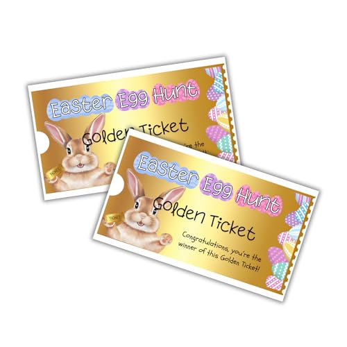 Golden Ticket Eiersuche für Kinder in Osterkorb, 30 Stück, 5,1 x 8,9 cm, Nachbarschaftsjagd, Preisträger, gefüllte VIP-Verlosung, Geschäft, Gemeinschaft, Familie Golden Ticket Eiersuche für Kinder in Osterkorb, 30 Stück, 5,1 x 8,9 cm, Nachbarschaftsjagd, Preisträger, gefüllte VIP-Verlosung, Geschäft, Gemeinschaft, Familie von Lashicorn