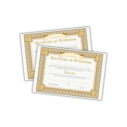 Kartonpapier mit Aufschrift "Deacon Certificate of Ordination", 15,2 x 22,9 cm, für Kirchenmitgliedschaft, Goldklerus, Anerkennungslizenz, Ministerium, Ehre für gerahmte Dokumente, 30 Stück Kartonpapier mit Aufschrift "Deacon Certificate of Ordination", 15,2 x 22,9 cm, für Kirchenmitgliedschaft, Goldklerus, Anerkennungslizenz, Ministerium, Ehre für gerahmte Dokumente, 30 Stück von Lashicorn