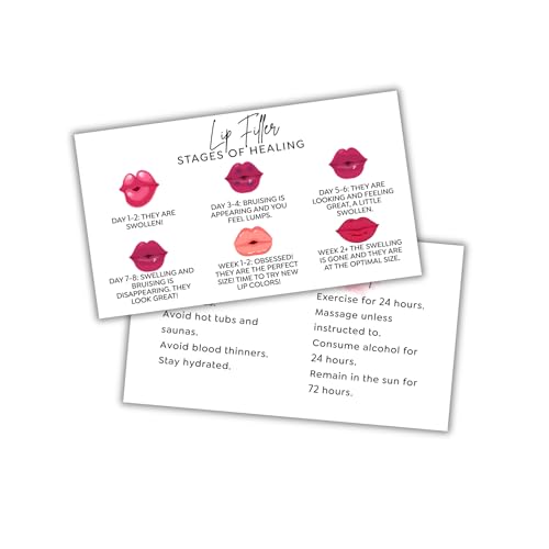Lip Aftercare Anleitungskarten – 50 Stück, 5,1 x 8,9 cm, Heilungszeitleiste & Do's and Don'ts für kosmetische Pflege – Professioneller Leitfaden für Ästhetiker, Spa & Beauty Lip Aftercare Anleitungskarten – 50 Stück, 5,1 x 8,9 cm, Heilungszeitleiste & Do's and Don'ts für kosmetische Pflege – Professioneller Leitfaden für Ästhetiker, Spa & Beauty von Lashicorn