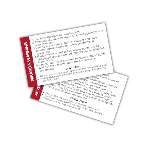 Miranda Warnrechtskarte für spanische und englische Miranda, Großpackung, 5,1 x 8,9 cm, zweisprachig, Polizei, für Jungen, Blau, 30 Stück Miranda Warnrechtskarte für spanische und englische Miranda, Großpackung, 5,1 x 8,9 cm, zweisprachig, Polizei, für Jungen, Blau, 30 Stück von Lashicorn