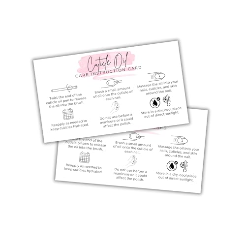 Nagelhautöl-Pflegeanleitungskarten, 5,1 x 8,9 cm, für selbstgemachte Nägel, leer, für Maniküre, Verpackungen, Salonbesitzer, Nachsorge, 50 Stück von Lashicorn