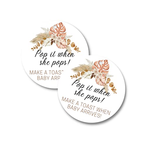 Pop It When She Pops Champagneranhänger | 30 Stück | 6,3 cm Kreisanhänger mit vorgestanztem Loch | Babyparty Party Gastgeschenk Anhänger | Boho-Blumen-Design für Babyparty Party Gastgeschenk Pop It When She Pops Champagneranhänger | 30 Stück | 6,3 cm Kreisanhänger mit vorgestanztem Loch | Babyparty Party Gastgeschenk Anhänger | Boho-Blumen-Design für Babyparty Party Gastgeschenk von Lashicorn