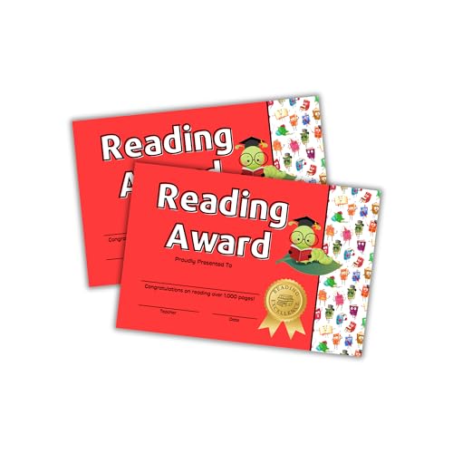 Reading Award Zertifikat, 15,2 x 22,9 cm, Kartonbücher, Leseseiten von Bibliothekaren, Bücherwurm für Studenten, Ende des Jahres, Elementarbibliothek, 30 Stück von Lashicorn