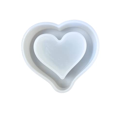 Silikonform mit Herzumriss, leer Mittelring, 10,2 x 10,2 x 2,5 cm, für duftende Aromaperlen, Autokerze, hitzebeständig bis 250 °C, backofenfest, Valentinstag, Liebe von Lashicorn