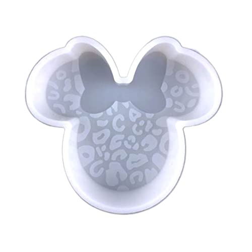 Silikonform mit Leopardenmuster, Maus mit Schleife, Größe 10,2 cm breit x 9,5 cm lang, kleines Leopardenmuster, Maus-Design für Süßigkeiten, Seife, Harz, Kerzen von Lashicorn