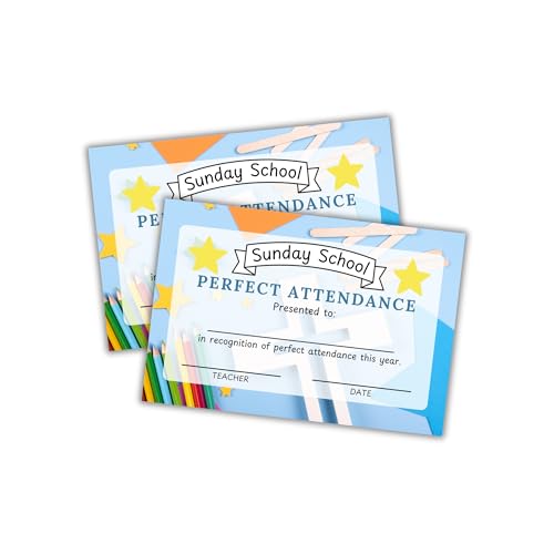 Sunday School Perfect Attendance Certificate with Church 30 Stück, 15,2 x 22,9 cm, Erwachsenen-Kinder, Auszeichnung für Jugendgruppen, religiöse Leistung, Bibelvers Exzellenz Sunday School Perfect Attendance Certificate with Church 30 Stück, 15,2 x 22,9 cm, Erwachsenen-Kinder, Auszeichnung für Jugendgruppen, religiöse Leistung, Bibelvers Exzellenz von Lashicorn