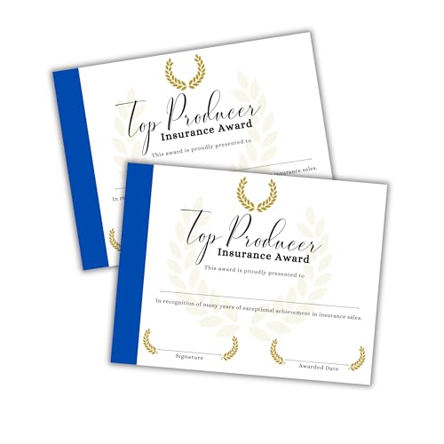 Top Producer Insurance Agent Award Certificate of Achievement 50 Stück, 21,6 x 27,9 cm, Plakette Secrets Million Dollar Sales Volume Broker Fast Brokerages von Lashicorn