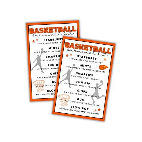 Überlebens-Set für Jungen, Basketball-Team, Karten, 10,2 x 15,2 cm, für Notfall, Willkommensrückseite, Reiseausdrucke für Trainer, Ballspieler, Goodie Bag von Lashicorn