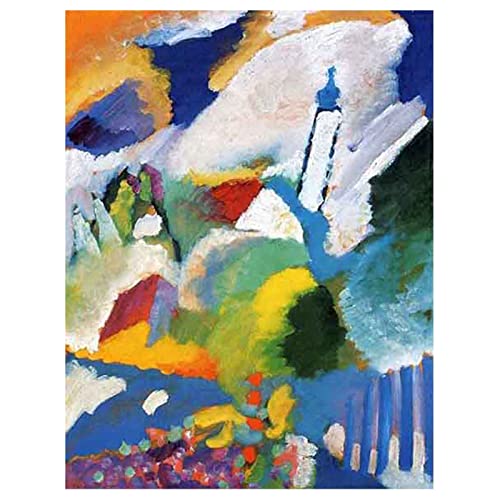 Wassily Kandinsky《Murnau mit Kirche》Leinwandbilder abstrakt Kunstdruck Bilder Reproduktion Leinwanddruck Bilder Leinwand Gemälde Wanddekoration Wandbild（40x52cm）16x20inch,Ungerahmt) von Lasite
